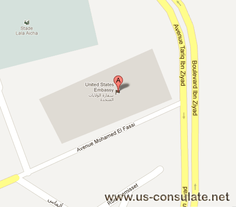 map US Embassy in Morocco